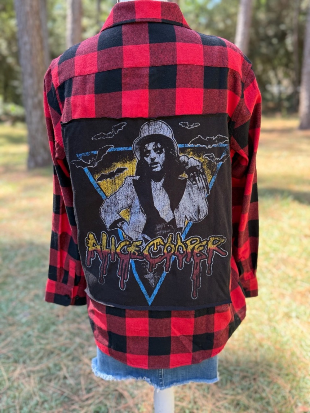 Red & Black Buffalo Plaid Flannel with Alice Cooper Graphic Tee